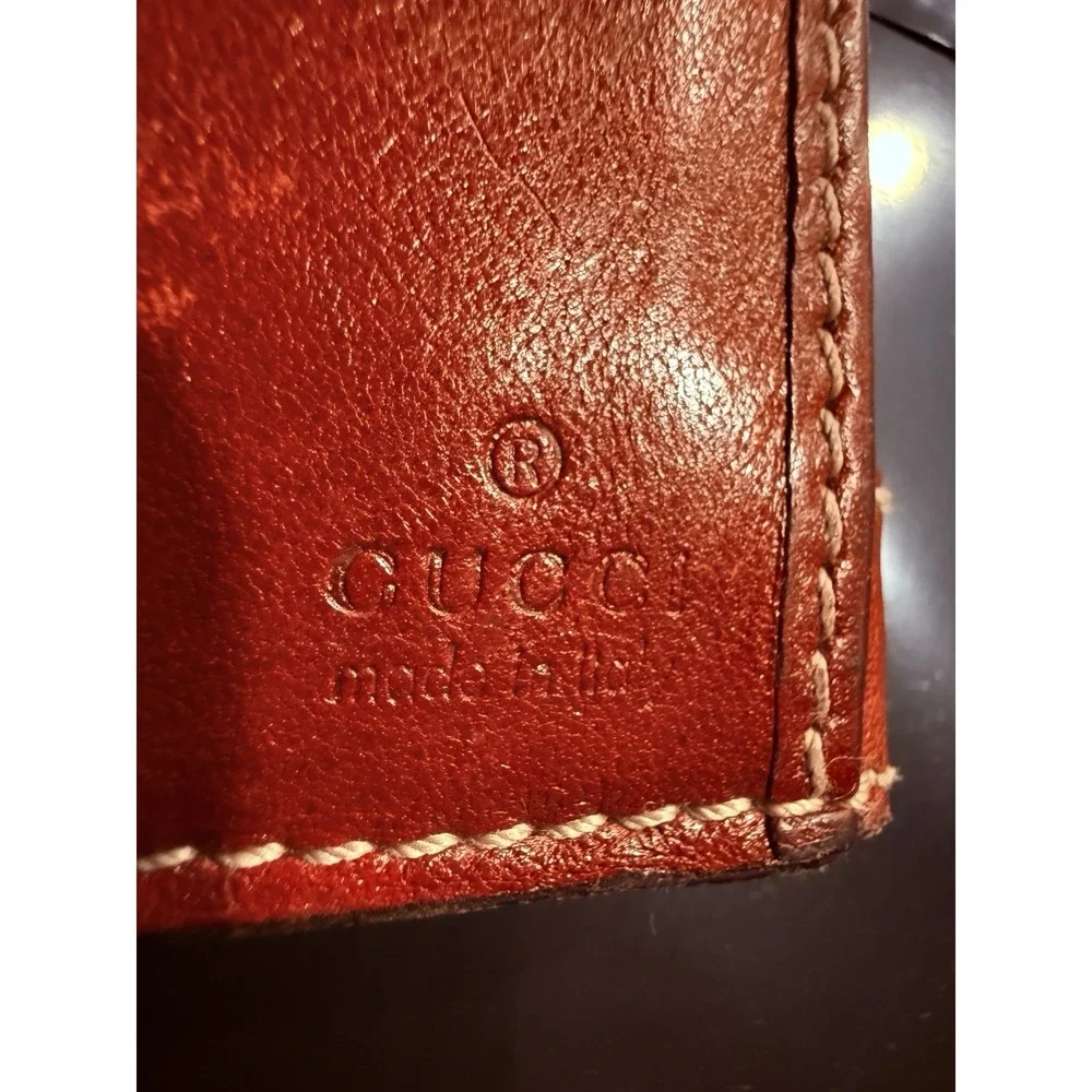 Vintage Gucci Red Leather Button Snap Wallet Authentic Made In Italy - Picture 8 of 11